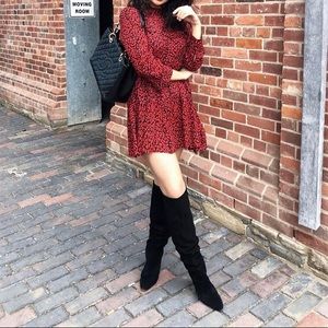 RED CHEETAH ZARA LONG SLEEVE DRESS